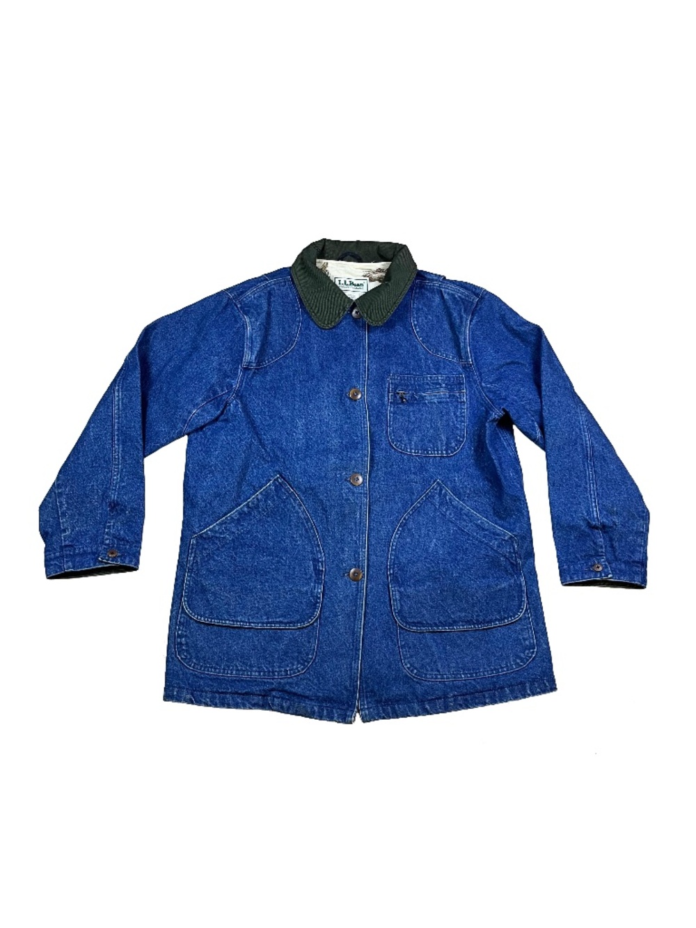 Vintage L.L. Bean Denim Chore Coat Barn Jacket Corduroy Collar